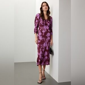 Peter Som Collective Floral Midi Square-neck Dress Womens size 8 maxi midi lined